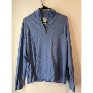 Vintage L L Bean Cotton Cashmere 1/4 Zip Pullover Sweatshirt Mens Small Blue Rib